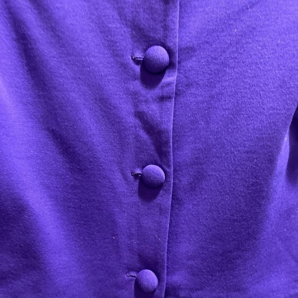 Milly Purple Blouse w/ Black Sequin Collar Back Buttons Short Sleeve Sz SM USA - Picture 8 of 11